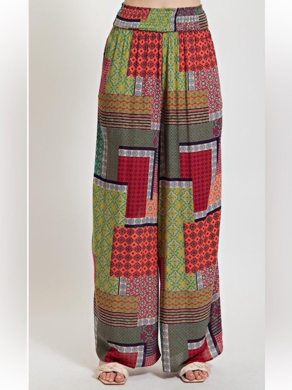 264 NEW 🦋 1-H EASEL BOHO PRINTED GAUZE MAXI PANTS / PALAZZO